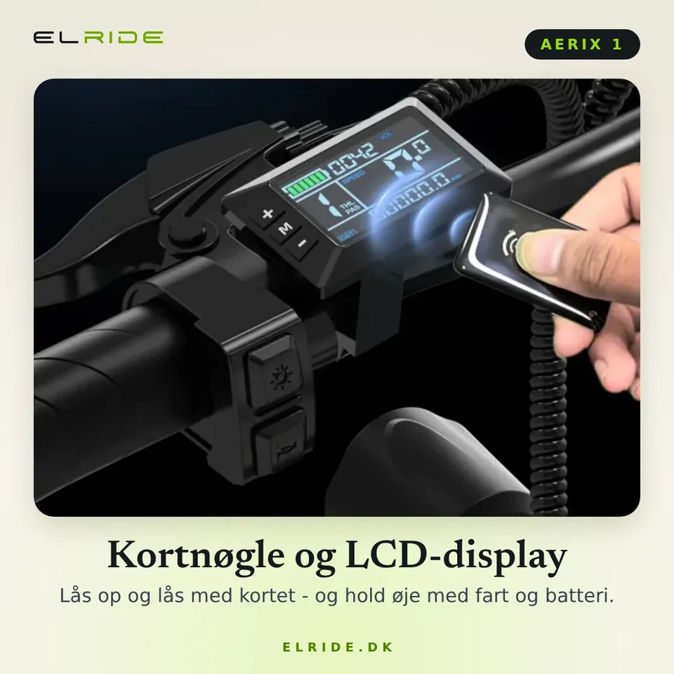Detaljekort for AERIX 1: kortnøgle og LCD-display
