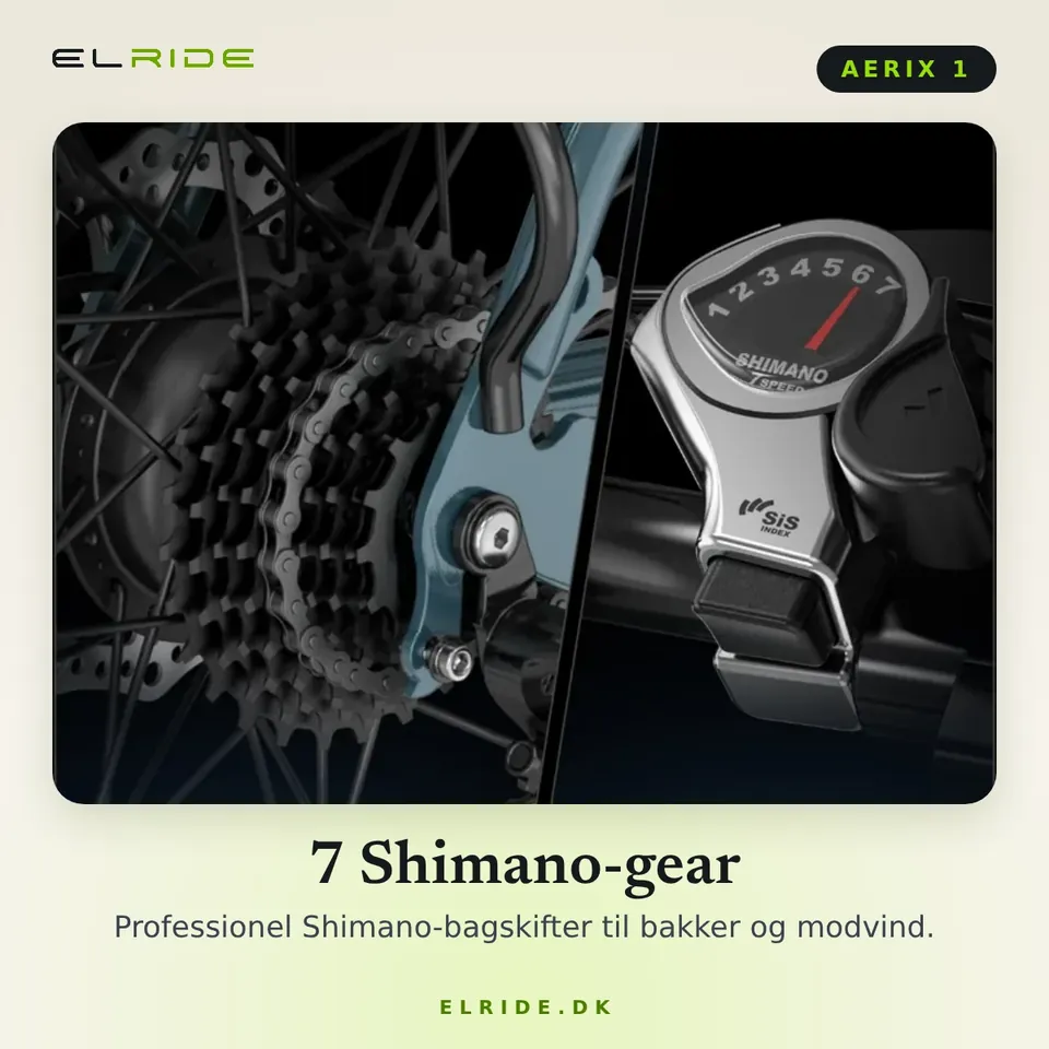 Detaljekort for AERIX 1: 7 Shimano-gear